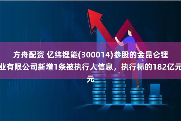 方舟配资 亿纬锂能(300014)参股的金昆仑锂业有限公司新增1条被执行人信息，执行标的182亿元